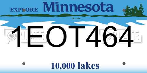 1EOT464 Minnesota License Plate