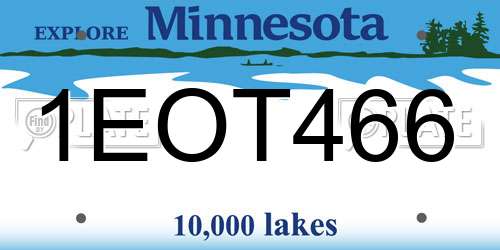 1EOT466 Minnesota License Plate
