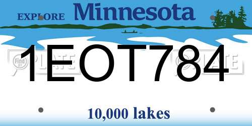 1EOT784 Minnesota License Plate
