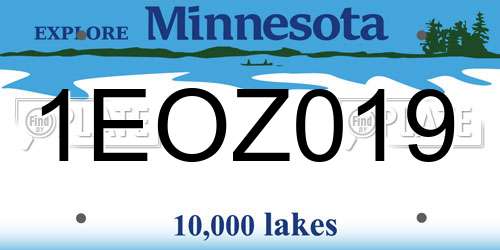 1EOZ019 Minnesota License Plate