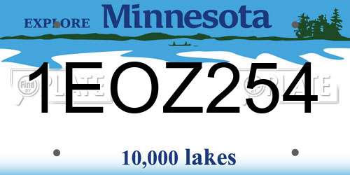 1EOZ254 Minnesota License Plate