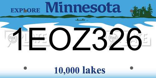 1EOZ326 Minnesota License Plate