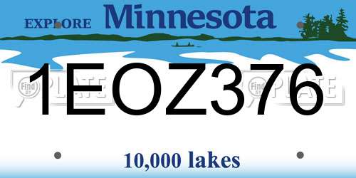 1EOZ376 Minnesota License Plate