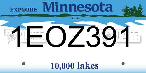 1EOZ391 Minnesota License Plate