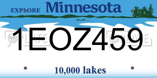 1EOZ459 Minnesota License Plate