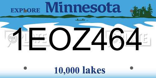 1EOZ464 Minnesota License Plate