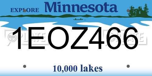 1EOZ466 Minnesota License Plate