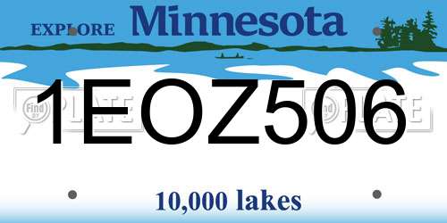 1EOZ506 Minnesota License Plate