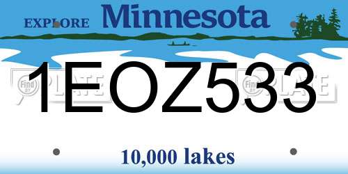 1EOZ533 Minnesota License Plate