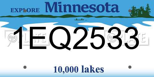 1EQ2533 Minnesota License Plate