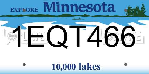 1EQT466 Minnesota License Plate