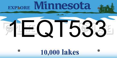 1EQT533 Minnesota License Plate