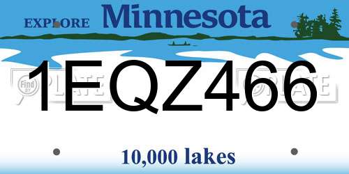 1EQZ466 Minnesota License Plate