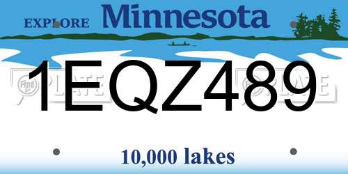 1EQZ489 Minnesota License Plate
