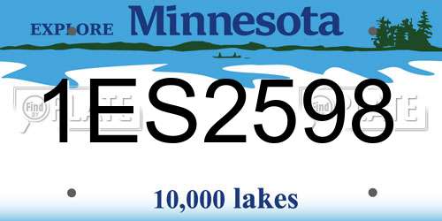 1ES2598 Minnesota License Plate