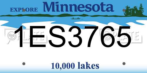 1ES3765 Minnesota License Plate