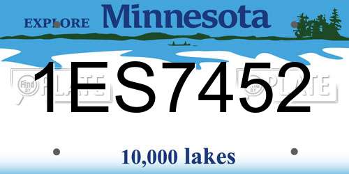 1ES7452 Minnesota License Plate