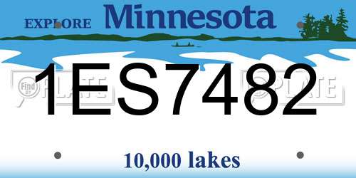 1ES7482 Minnesota License Plate