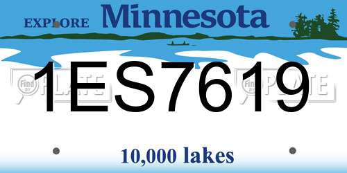1ES7619 Minnesota License Plate