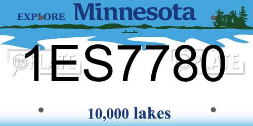 1ES7780 Minnesota License Plate