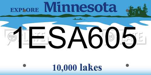1ESA605 Minnesota License Plate