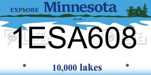 1ESA608 Minnesota License Plate