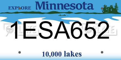 1ESA652 Minnesota License Plate