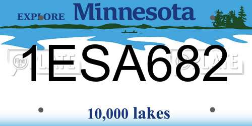 1ESA682 Minnesota License Plate