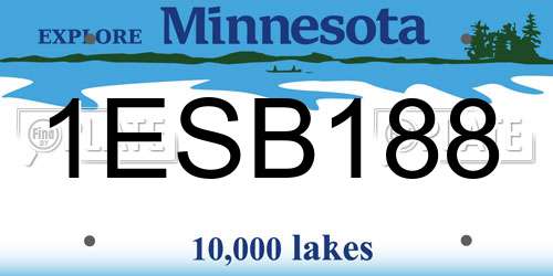 1ESB188 Minnesota License Plate