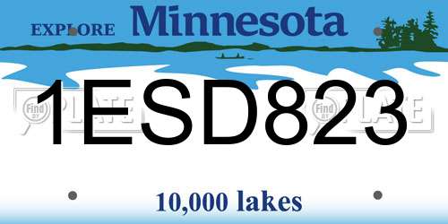 1ESD823 Minnesota License Plate