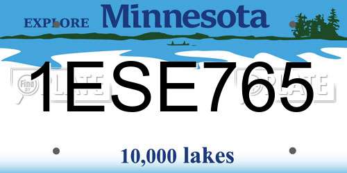 1ESE765 Minnesota License Plate