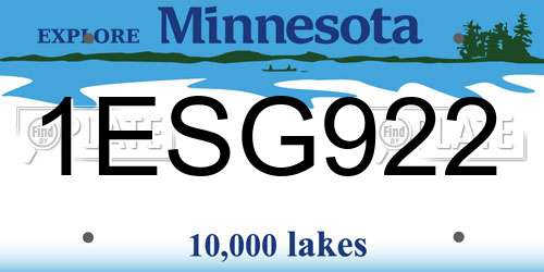 1ESG922 Minnesota License Plate