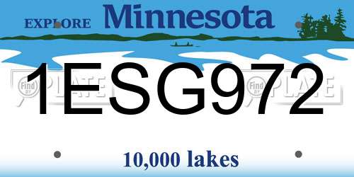 1ESG972 Minnesota License Plate