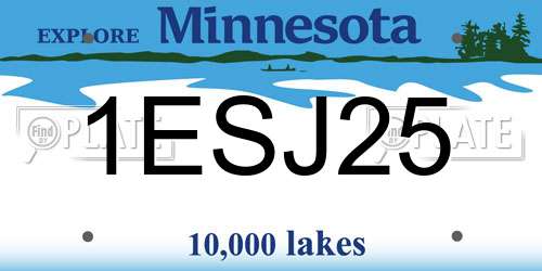 1ESJ25 Minnesota License Plate