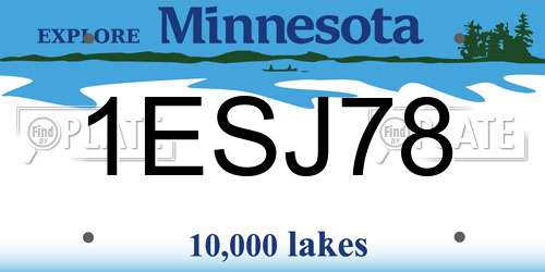 1ESJ78 Minnesota License Plate