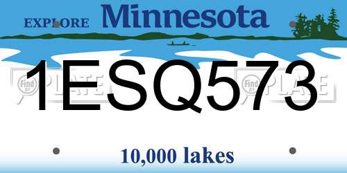 1ESQ573 Minnesota License Plate