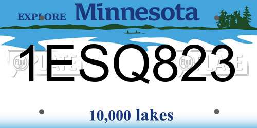 1ESQ823 Minnesota License Plate
