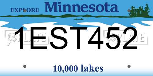 1EST452 Minnesota License Plate