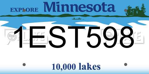 1EST598 Minnesota License Plate