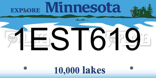 1EST619 Minnesota License Plate