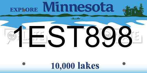 1EST898 Minnesota License Plate