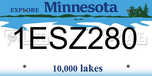 1ESZ280 Minnesota License Plate
