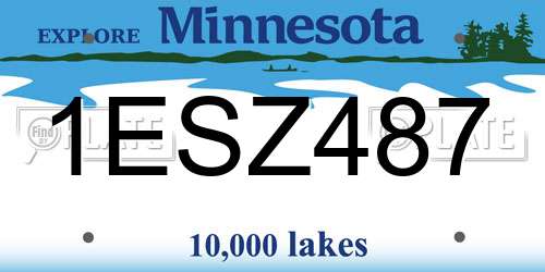 1ESZ487 Minnesota License Plate
