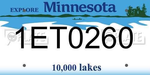 1ET0260 Minnesota License Plate