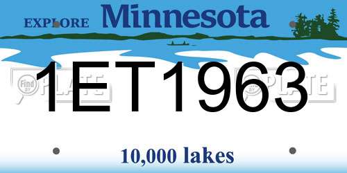 1ET1963 Minnesota License Plate