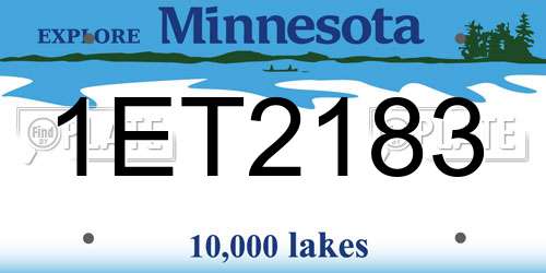 1ET2183 Minnesota License Plate