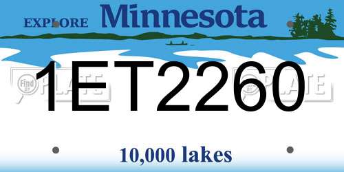 1ET2260 Minnesota License Plate