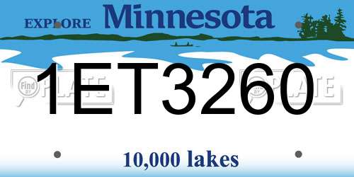 1ET3260 Minnesota License Plate