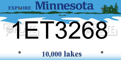 1ET3268 Minnesota License Plate