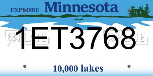 1ET3768 Minnesota License Plate